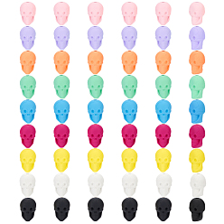 Mixed Color 54Pcs 9 Colors Rubberized Style Opaque Acrylic Beads, Skull, Mixed Color, 21x14mm, 6pcs/color