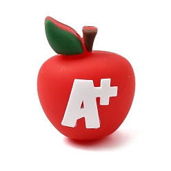 Красный Силиконовые бусины ко Дню учителя, фокусные бусы, яблоко, красные, 24x19x20 мм, отверстие : 2 мм