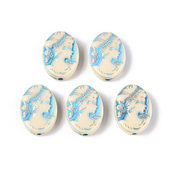 Светло-Голубой Окрашенные непрозрачные акриловые бусины, овальные, Небесно-голубой, 17~17.5x13x5.5~6 мм, отверстие : 1.6 мм, Около 560 шт / 500 г