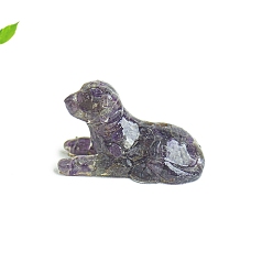 Аметист Украшение для выставки собак из смолы, с кусочками натурального аметиста внутри статуй для украшения домашнего офиса, 48x30 мм