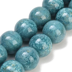 Kadettenblau Backen Farbe Glasperlen Stränge, Runde, Imitationskeramik, Kadettenblau, 14 mm, Bohrung: 1 mm, ca. 30 Stk. / Strang, 15.31~15.39'' (38.9~39.1 cm)