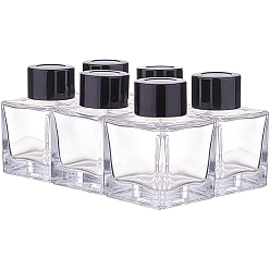 Черный 50 мл флакон для ароматерапии, стеклянный флакон для духов, летучая бутылка, квадратный, чёрные, 5x5x7 см, мощность: 50мл, 6 шт / коробка