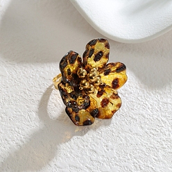 Настоящее золото 18K Цветок 304 перстни из нержавеющей стали для женщин, cmолой, реальный 18 k позолоченный, размер США 8 1/4 (18.3 мм)