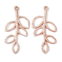 Розовое Золото Сплавочные подвески тибетского стиля, без кадмия, без никеля и без свинца, лист, розовое золото , 38x19x2 мм, отверстие : 1 мм