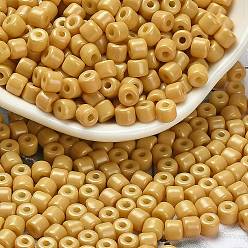 (932FM) Темно-синий аква-матовый с подкладкой Стеклянные бусины с перламутровым эффектом для выпечки, круглое отверстие, цилиндр, темно-золотистые, 4.5x3.5 мм, отверстие : 1.2 мм, Около 5625 шт / фунт