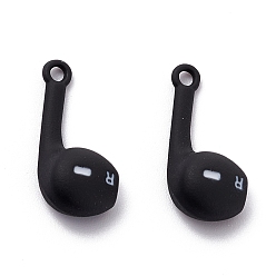 Black Baking Paint Zinc Alloy Pendants, Headset, Black, 21x9x6mm, Hole: 1.8mm