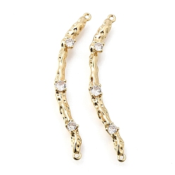 Золотой Латунные микропаве прозрачные кубические цирконии текстурированные изогнутые звенья-подвески, стойки покрытие, долговечный, без свинца и без кадмия, золотые, 51.5x5x5.5 мм, отверстие : 1.2 мм