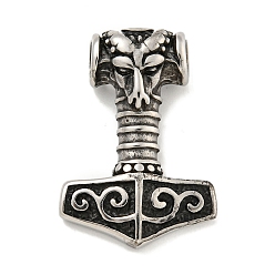Античное Серебро Viking 316 подвески из хирургической нержавеющей стали, амулет молота Тора, античное серебро, 33.5x23.5x8.5 мм, отверстие : 5 мм