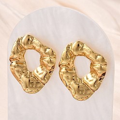 Настоящее золото 18K 304 серьги-гвоздики из нержавеющей стали для женщин, кольцо с канавкой, ионное покрытие (ip), реальный 18 k позолоченный, 30x23.5 мм