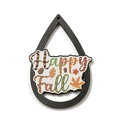 Слово Древесины подвески, тема благодарения, чёрные, слово, 55x36x3 мм, отверстие : 2 мм