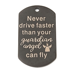 Черный 201 подвески из нержавеющей стали, Подвески с сообщениями о безопасности вождения, овал со словами-подвесками, чёрные, 49x28x2 мм, отверстие : 3 мм