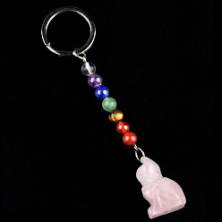 Розовый Кварц Брелок из розового кварца, с кварцевым резонатором, аметист, ляпис, авантюрин, красный агат, красная яшма, кошка, 11 см