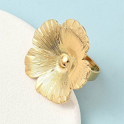 Золотой 304 из нержавеющей стали манжеты кольца, цветок, без кадмия и без свинца и без никеля, золотые, 35.5x35.5 мм, размер США 7 1/4 (17.5 мм)