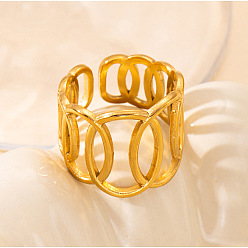 Золотой 201 манжетные кольца из нержавеющей стали с овальными звеньями, золотые, внутренний диаметр: 19 мм