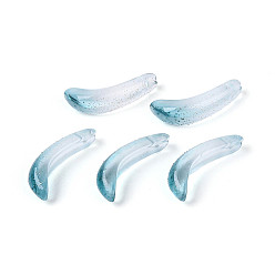 чирок Подвески-бананы из прозрачного стекла, два тона, с золотой порошок, зелено-синие, 23x8x6 мм, отверстие : 1~1.2 мм