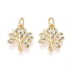 Настоящее золото 16K Латунные микро проложить кубического циркония подвески, дерево, с целью перехода в кольце, реальный 16 k позолоченный, 14.5~15x12.5x2 мм, отверстие : 3 мм