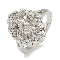 Платина Овальные женские регулируемые кольца из латуни с покрытием «святая стойка», без свинца и без кадмия, платина, внутренний диаметр: 16 мм, святой: 16x12.5мм