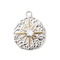 Солнце 304 из нержавеющей стали горный хрусталь подвески, солнце, 23x19x5.5 мм, отверстие : 2 мм