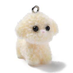 Светло-желтый Подвески из смолы, с железной платиной петлей, собака, светло-желтый, 28.5x21x26 мм, отверстие : 2 мм