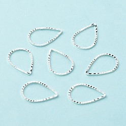 Посеребрённый Латунные соединительные колечки, долговечный, без кадмия и без свинца, слеза, 925 серебро покрытием, 16x16.8x1 мм, внутренний диаметр: 9 мм