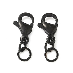 Черный 304 нержавеющая сталь застежка когтя омара, с прыжковых колец, ионное покрытие (ip), чёрные, 15 мм