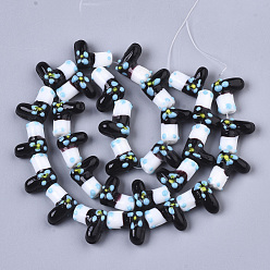 Black Handmade Lampwork Beads Strands, Christmas stocking, for Christmas, Black, 15~16x14x8~9mm, Hole: 1.8mm, about 30pcs/Strand, 16.93 inch(43cm)