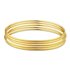 Латунь Наборы буддийских браслетов из латуни, реальный 24 k позолоченный, 2-1/2 дюйм (6.5 см), 5 шт / комплект