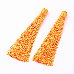 Orange Nylon Tassels Big Pendant Decorations, Orange, 120x10mm, Hole: 5mm