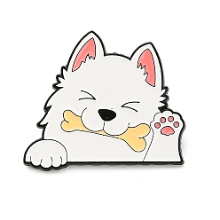 Белый Булавки с эмалью для собак, булавки для лацканов из сплава для одежды рюкзака, белые, 30.5x34.5 мм