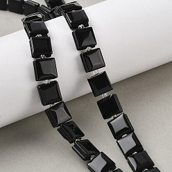 Обсидиан Природные обсидиана бисер нитей, квадратный, 10.5~11x10~11x5~6 мм, отверстие : 0.9~1 мм, около 32~34 шт / нитка, 15.39~15.63'' (39.1~39.7 см)