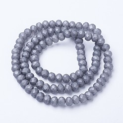 Gray Electroplate Transparent Glass Beads Strands, Pearl Luster Plated, Faceted, Matte, Rondelle, Gray, 2.5x2mm, Hole: 0.4mm, about 199pcs/strand, 13.4 inch(34cm)
