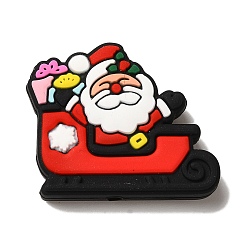Santa Claus Рождественская серия силиконовые бусины, красочный, Дед Мороз, 24.5x30x7.5 мм, отверстие : 2 мм