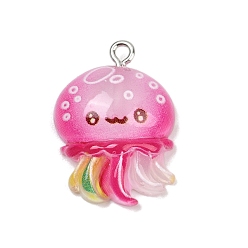 Jellyfish Подвески из смолы в виде морских организмов, с платиновыми тоновыми железными петлями, медуза, 25.5x18x7.5 мм, отверстие : 2 мм