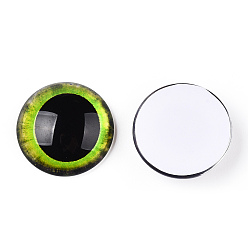 Rasen grün Glas cabochons, halbrund mit Auge, Rasen grün, 20x6.5 mm