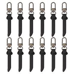 Черный 12 шт. подвесные украшения из искусственной кожи, с поворотными застежками сплава, платина, чёрные, 82 мм
