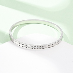 Нержавеющая Сталь Цвет 304 Шарнирные браслеты из нержавеющей стали с микропаве из кубических цирконий для женщин, цвет нержавеющей стали, внутренний диаметр: 2-3/8x1-7/8 дюйм (5.9x4.75 см)