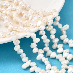 Желтая Старая Ткань  Нити из натурального культивированного пресноводного жемчуга, двух сторон полированной, класс 3а+, Топ пробуренной, старое кружево, 5~6 мм, отверстие : 0.7 мм, около 72~73 шт / нитка, 13.54''~14.25'' (34.4~36.2 см)