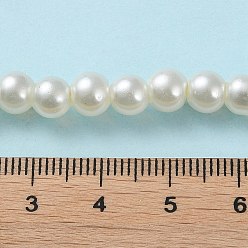 Light Yellow Baking Painted Pearlized Glass Pearl Round Bead Strands, Light Yellow, 6~7mm, Hole: 1mm, about 145pcs/strand, 31.4 inch