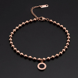 Плоский Круглый Браслеты из нержавеющей стали с подвесками, украшения для женщин, золотые, плоско-круглые, 7-7/8 дюйм (200 мм)