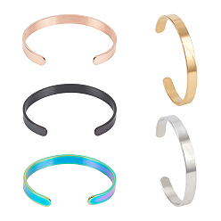 (52) Непрозрачная лаванда 5шт 5 цвета нержавеющая сталь простые открытые браслеты манжеты набор для женщин, разноцветные, внутренний диаметр: 1-7/8x2-1/2 дюйм (4.65x6.5 см), 1 шт / цвет