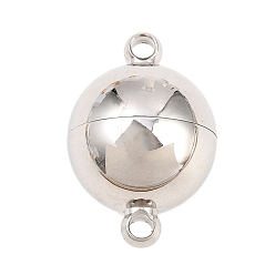 Stainless Steel Color 304 Stainless Steel Magnetic Clasps, Round, with Loops, Round Hole, Stainless Steel Color, 23.5x16x16mm, Hole: 2mm