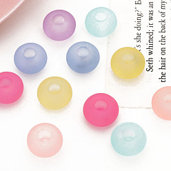 (52) Непрозрачная лаванда Прорезиненные прозрачные акриловые бусины, бусины с большим отверстием, круглые, разноцветные, 14x9 мм, отверстие : 4.9 мм