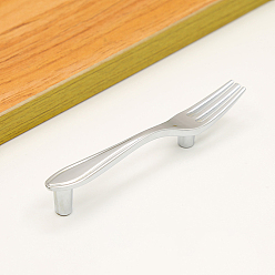 Платина Дверные ручки шкафа из цинкового сплава, кухонный ящик тянет ручки шкафа, форма вилки, платина, 120x16x18 мм