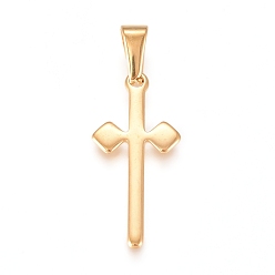 Золотой 304 подвески из нержавеющей стали, крестик, золотые, 27x13x1 мм, отверстие : 8x3 мм