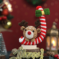 Deer Christmas DIY Knitting Kits for Beginners, including Stuffing Cotton, Crochet Hook, Stitch Marker, Craft Eye & Nose, Cored Cotton Thread, Deer, 140x130x60mm
