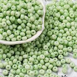 Светло-зеленый Выпечка краска стеклянные бусины, круглое отверстие, рондель, класс А, светло-зеленый, 5~6x3.5~4 мм, отверстие : 1.6~1.8 мм, Около 3000 шт / фунт