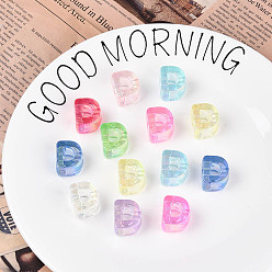 Letter D УФ-покрытие прозрачные акриловые европейские бусины, бусины с большим отверстием, разноцветные, Буква D, 20.5x17.5x13.5 мм, отверстие : 6 мм