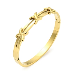 Golden Ion Plating(IP) 304 Stainless Steel Cross Hinged Bangle, Golden, Inner Diameter: 2~2-1/4 inch(4.95~5.85cm)