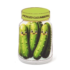 Green Printed Silicone Beads, Focal Beads, Pickled Cucumbers Jar, Green, 29.5x18x7mm, Hole: 2mm