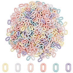 Mixed Color 600Pcsc 6 Colors Spray Painted Acrylic Linking Rings, Rubberized Style, Quick Link Connectors, for Cable Chains Making, Oval, Mixed Color, 15x9x3mm, Inner Diameter: 8x3mm, 100pcs/color